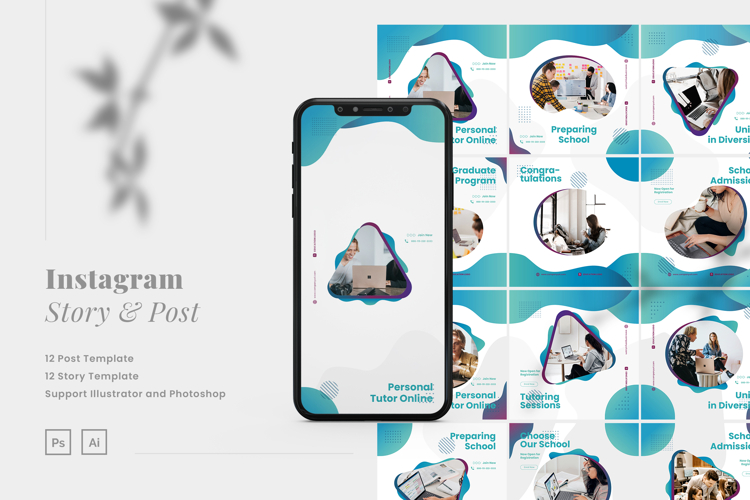Puzzle School Instagram Post & Story Template