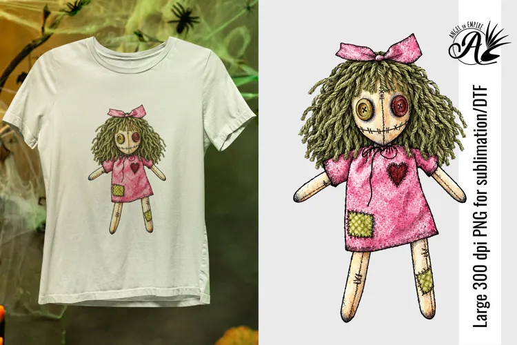 Creepy & Cute Halloween Rag doll PNG for sublimation or DTF