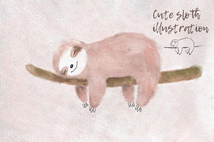 Cute sleeping sloth illustration