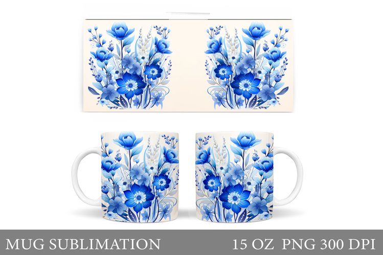 Flowers Mug Wrap Design. Wildflowers Mug Sublimation example image 1