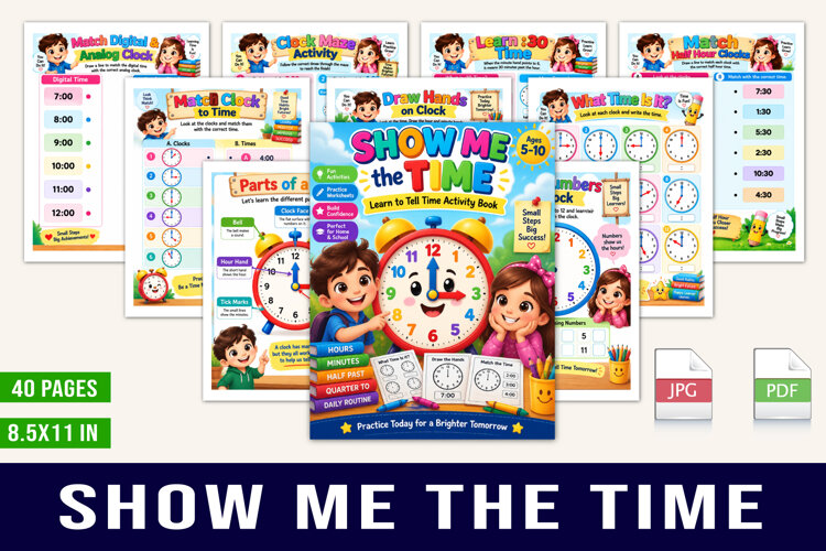 Show Me the Time Learn to Tell Time Activity Book example image 1