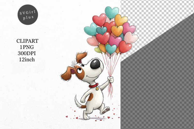 Dog Clipart, Valentines Day Clipart, Whimsical Clipart