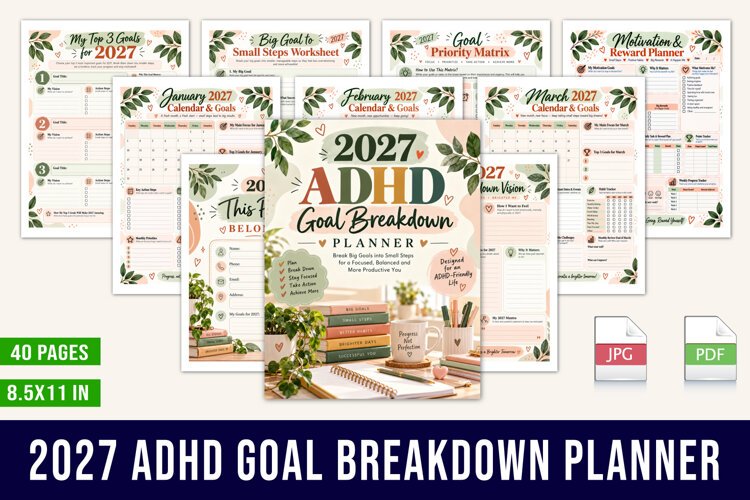 # 2027 ADHD Goal Breakdown Planner example image 1