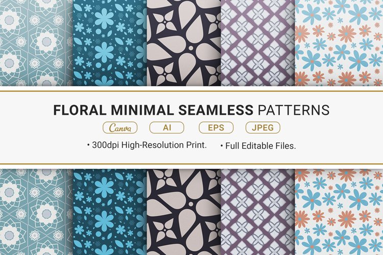 Floral Minimal Seamless Patterns example image 1