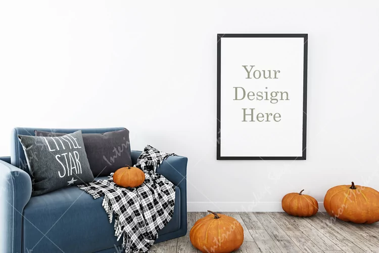 Frame mockup A4, Frame mockup in living room
