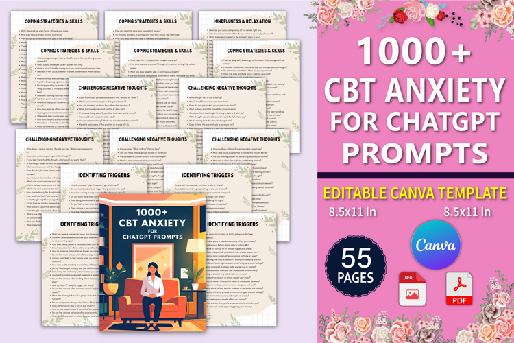 1000 CBT Anxiety Prompts Planner