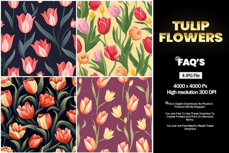 Tulip flowers Square Coaster - 04 Variations
