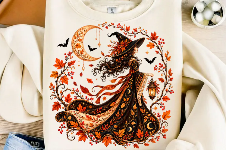 Autumn Witch Moon Halloween Sublimation PNG