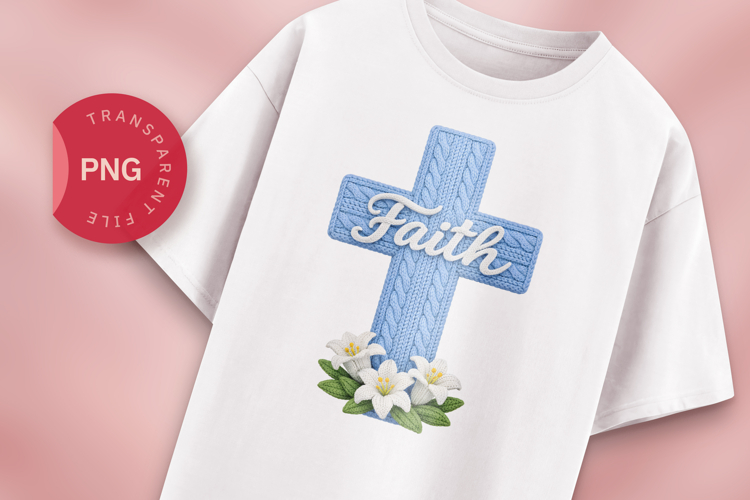 Faith Cross Knitted Lily PNG