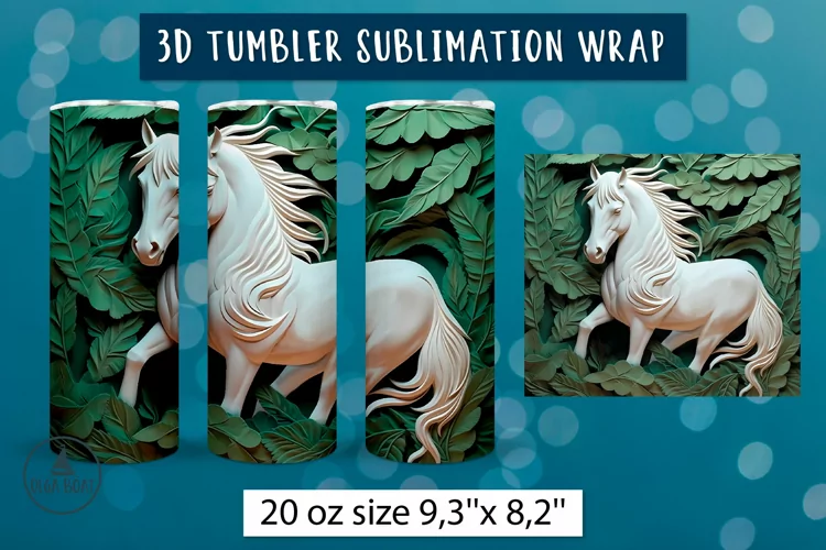 3d horse tumbler sublimation | Animal tumbler wrap