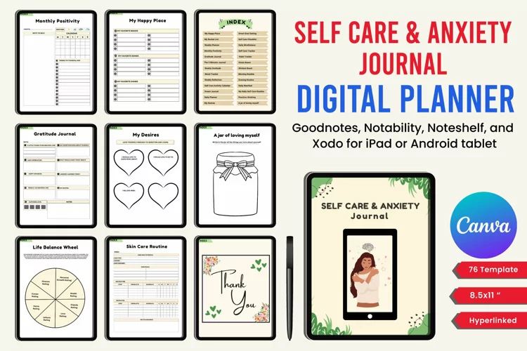 Digital Self Care & Anxiety Journal