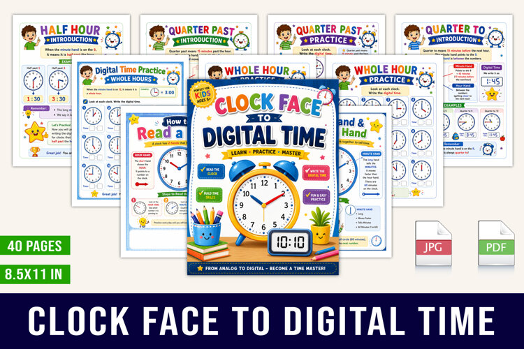 Clock Face to Digital Time example image 1