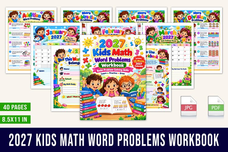 2027 Kids Math Word Problems Workbook example image 1