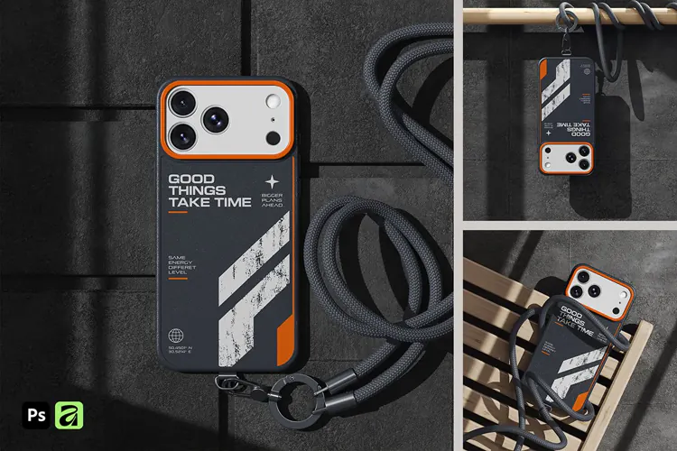 iPhone 18 Case with Cord and Ring Mockup