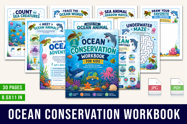 Ocean Conservation Workbook for Kids