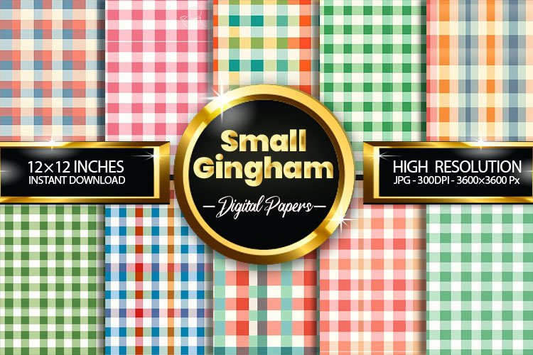 Small Gingham Plaid Seamless Digital Papers, Plaid Pattern example image 1