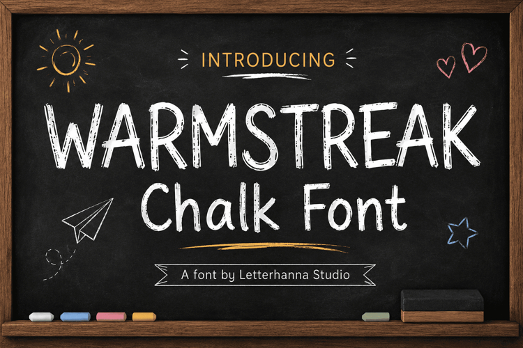 Warmstreak Chalk Font | Handwritten Chalkboard Textured Font
