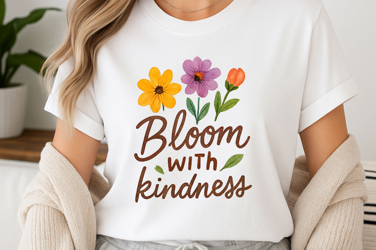 Positive quote with watercolor floral t-shirt sublimation