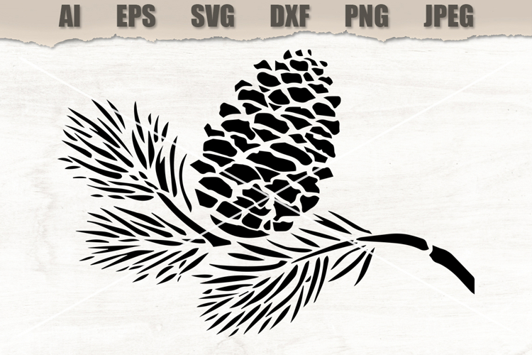 Stencil Pine Cone Branch