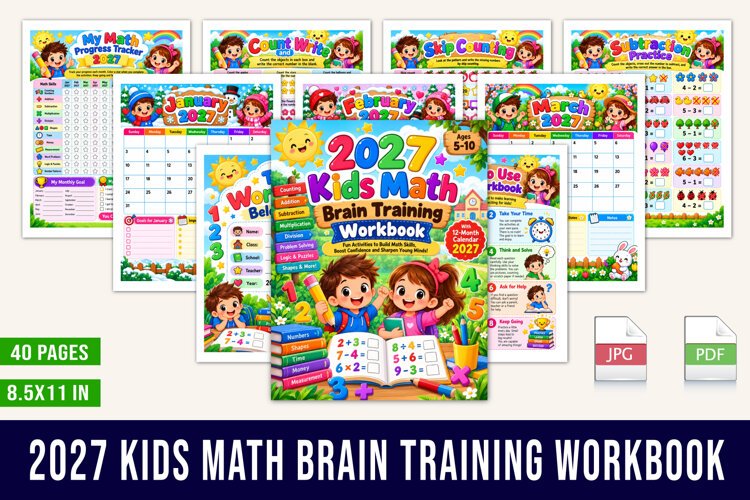 2027 Kids Math Brain Training Workbook example image 1