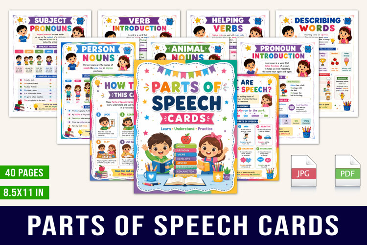 Parts of Speech Cards example image 1