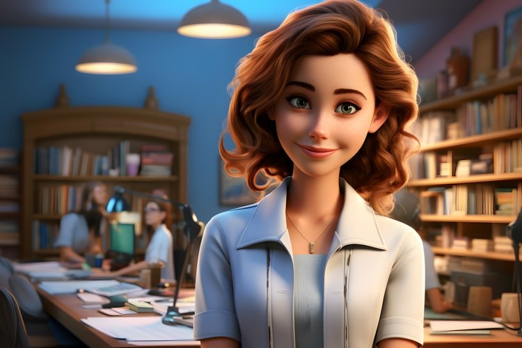 3D Character Child Girl Doctor with relevant environment
