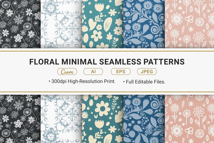 Floral Minimal Seamless Patterns