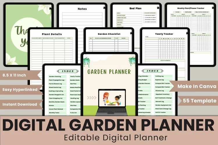 Hyperlink Digital Garden Planner Canva Interior