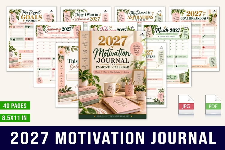 2027 Motivation Journal & 12-Month Calendar