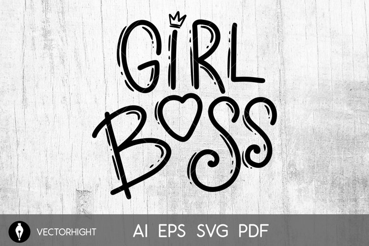 Girl boss. Lettering phrase for postcard, banner, flyer. example image 1