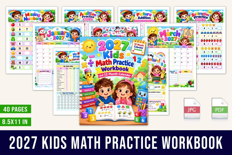 2027 Kids Math Practice Workbook example image 1