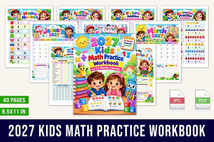 2027 Kids Math Practice Workbook