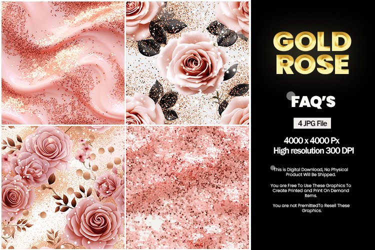Gold Rose Square Coaster - 04 Variations