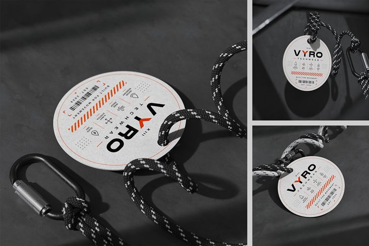 Round Paracord Carabiner Tag Mockup