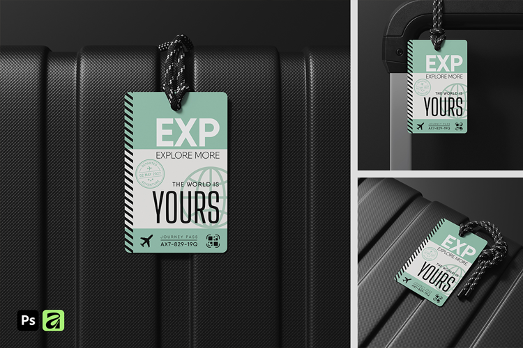 Luggage Tag with Rope Mockup