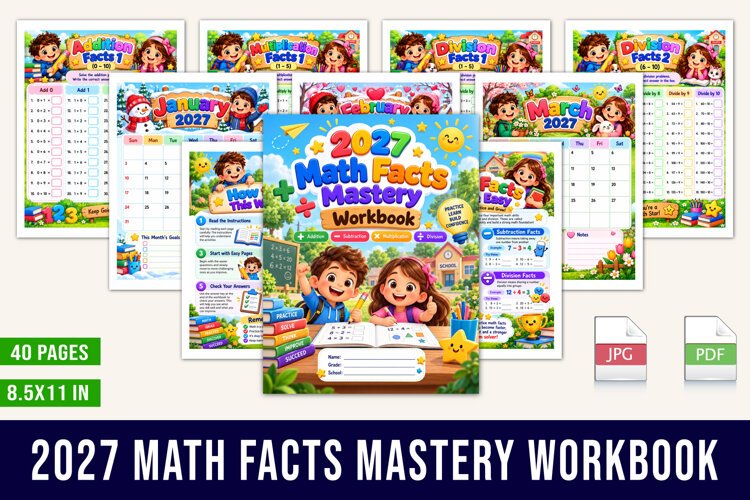 2027 Math Facts Mastery Workbook example image 1