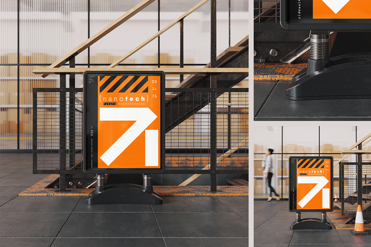 Sidewalk Sign Stand Mockup