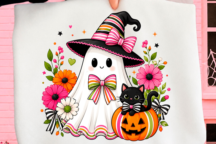 Vintage Halloween Ghost Witch PNG