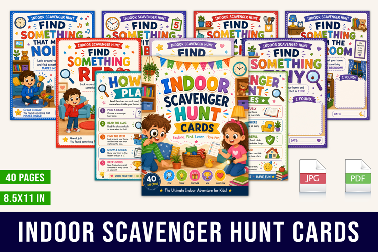 Indoor Scavenger Hunt Cards Kids Activity Planner