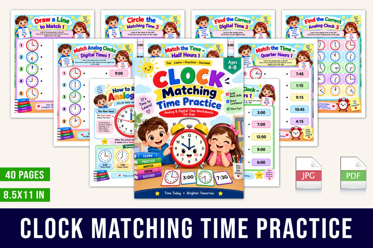 Clock Matching Time Practice example image 1