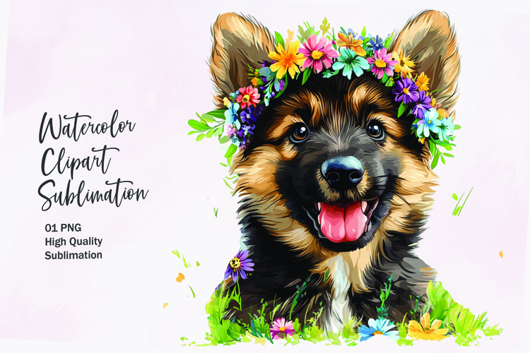 Cute puppy couple watercolor clipart sublimation