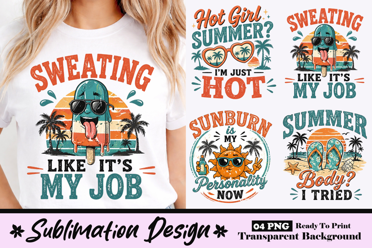 Funny Summer Sweating Popsicle Retro Beach T-Shirt Design