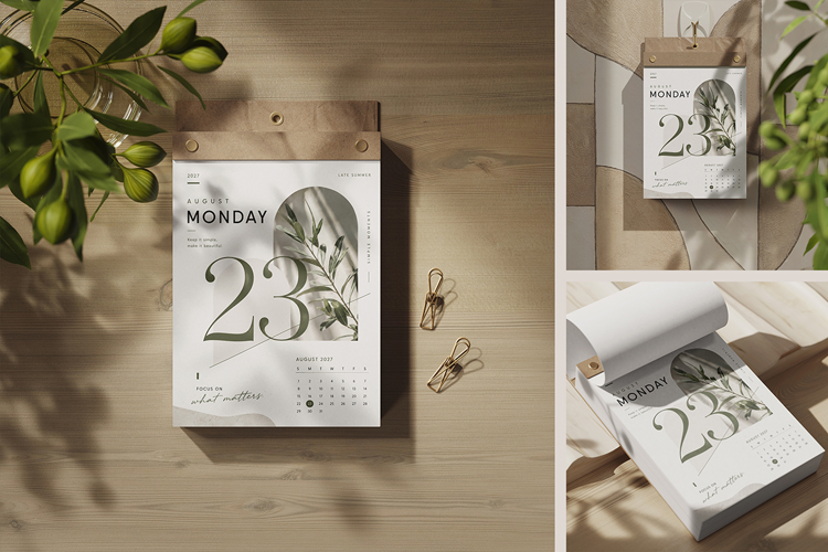 Daily Tear-Off Calendar Mockup