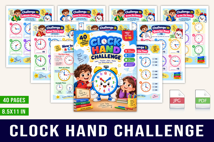 Clock Hand Challenge Kids’ Time-Telling Workbook example image 1