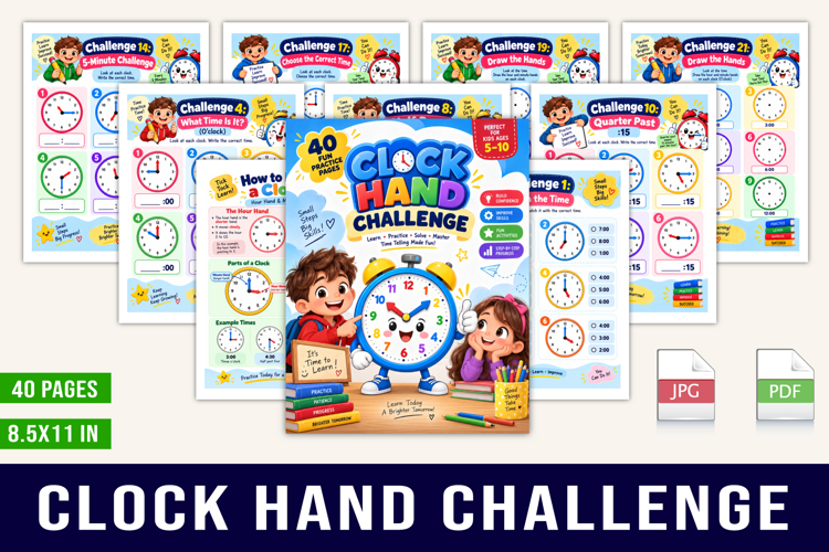 Clock Hand Challenge Kids’ Time-Telling Workbook