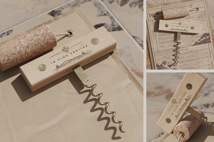 Wooden Corkscrew Mockup