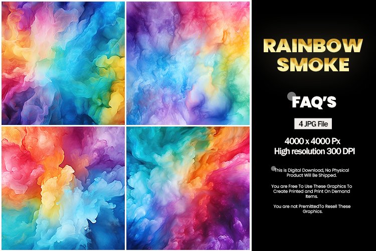 Rainbow Smoke Square Coaster - 04 Variations