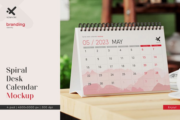 Spiral Desk Calendar Mockup (2147584)