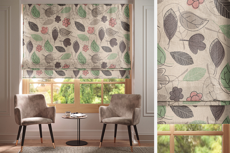 Roman Blind Curtain on the Window Mockup