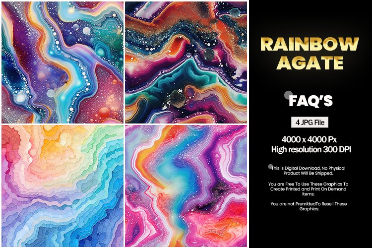 Rainbow Agate Square Coaster - 04 Variations